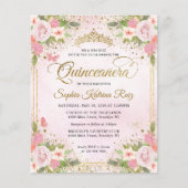 Goedkope bloemenblush roze goud tiara quinceañera flyer (Voorkant)