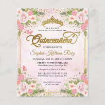 Goedkope bloemenblush roze goud tiara quinceañera