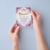 Goedkope Bloemenlicht Paarse gouden Tiara Quinceañ Flyer (Hand)
