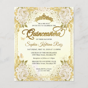 Goedkope Bloemenlicht Paarse gouden Tiara Quinceañ Flyer