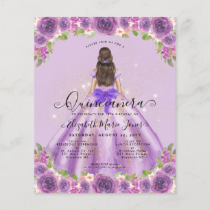 Goedkope Bloemenlicht Paarse prinses Quinceanera Flyer