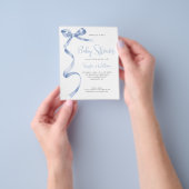 Goedkope Blue Waterverf Bow Ribbon Boy Baby shower Flyer (Hand)