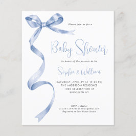 Goedkope Blue Waterverf Bow Ribbon Boy Baby shower Flyer
