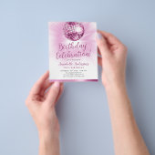 Goedkope Blush Pink Glitter 70s Disco Ball Verjaar Flyer (Hand)