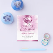 Goedkope Blush Pink Glitter 70s Disco Ball Verjaar Flyer (Enkel)