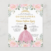 Goedkope Blush Pink Gold Floral Prinses Quinceañer Flyer (Voorkant)