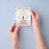 Goedkope Blush Pink Gold Floral Prinses Quinceañer Flyer (Hand)