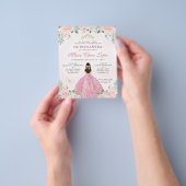 Goedkope Blush Pink Gold Floral Prinses Quinceañer Flyer (Hand)