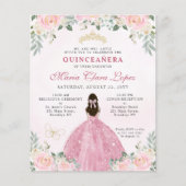 Goedkope Blush Pink Gold Floral Prinses Quinceañer Flyer (Voorkant)