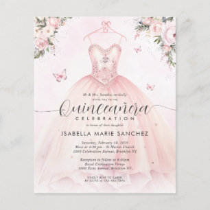 Goedkope Blush Roze Bloemen Prinses Gown Quinceane Flyer