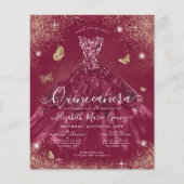 Goedkope Bourgogne Rode Gouden Gown Quinceanera Ui Flyer (Voorkant)