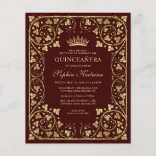 Goedkope  Bourgogne rood goud Tiara Quinceanera Flyer