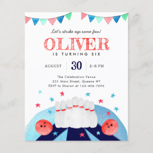 Goedkope Bowling Verjaardagsfeestje Strike Up Some Flyer