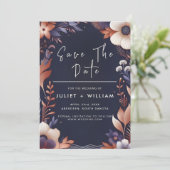 Goedkope Budget Stijlvolle Navy Blue Bruiloft Save The Date (Staand voorkant)