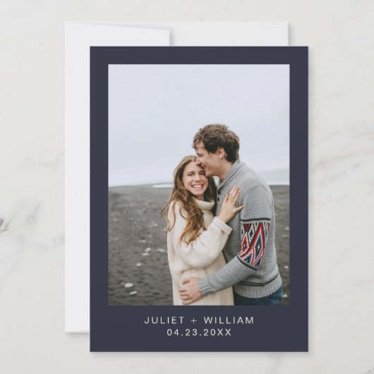 Goedkope Budget Stijlvolle Navy Blue Bruiloft Save The Date (Achterkant)