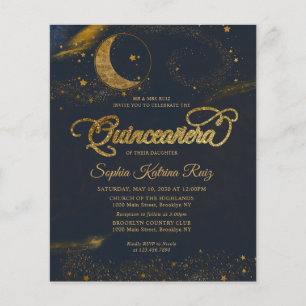 Goedkope Celestial Midnight Blue Stars Quinceanera Flyer
