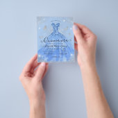 Goedkope Dusty Blue Silver Gown Quinceanera Invite Flyer (Hand)
