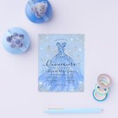 Goedkope Dusty Blue Silver Gown Quinceanera Invite Flyer (Enkel)