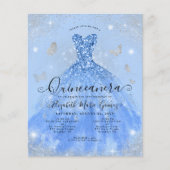 Goedkope Dusty Blue Silver Gown Quinceanera Invite Flyer (Voorkant)