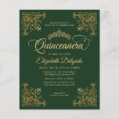 Goedkope  Emerald Groen Goud Lijst Quinceanera Flyer (Voorkant)