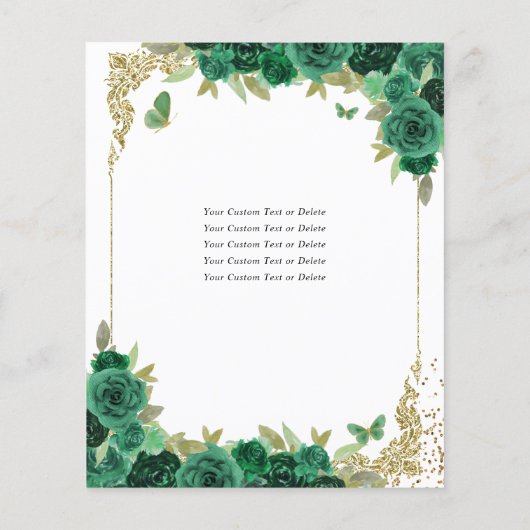 Goedkope Emerald Groen Goud Prinses Quinceañera Flyer (Achterkant)