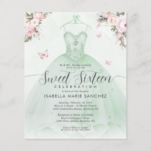 Goedkope Emerald Groen Roze Bloemenjurk Sweet Sixt Flyer