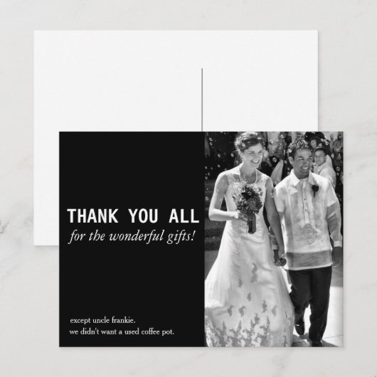 Goedkope en grappige bruiloft bedankkaart briefkaart (Voorkant / Achterkant)