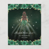 Goedkope Floral Groene Prinses Verjaardag Quincean Flyer (Achterkant)