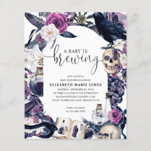 Goedkope Floral Halloween Baby is Brewing Shower Flyer