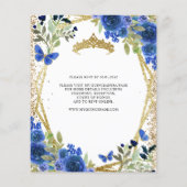 Goedkope Floral Navy Blauw Goud Quinceañera Invite Flyer (Achterkant)