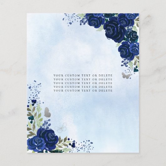 Goedkope Floral Navy Blue Zilveren Prinses Quincea Flyer (Achterkant)