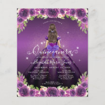Goedkope Floral Paarse gouden prinses Quinceanera