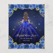 Goedkope Floral Royal Blue Gold Prinses Quinceaner Flyer (Achterkant)