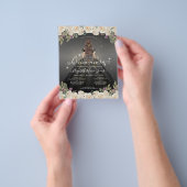 Goedkope Floral Zwart Grijs Goud Prinses Quinceane Flyer (Hand)