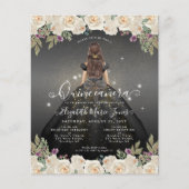 Goedkope Floral Zwart Grijs Goud Prinses Quinceane Flyer (Voorkant)