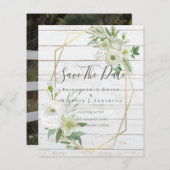 Goedkope foto bewaar data Witte bloemige groene bl (Voorkant / Achterkant)