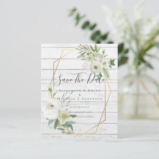 Goedkope foto bewaar data Witte bloemige groene bl (Staand voorkant)