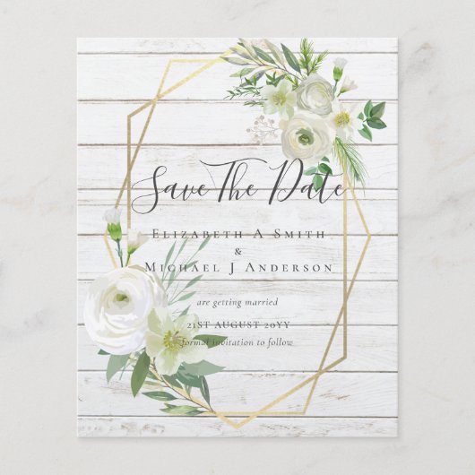 Goedkope foto bewaar data Witte bloemige groene bl (Voorkant)