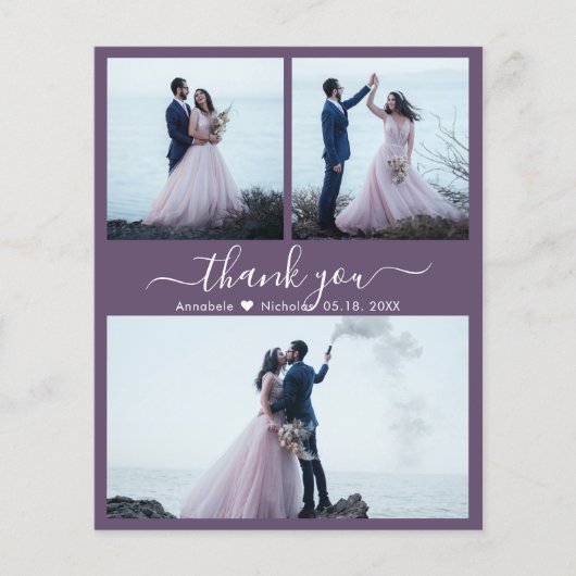 Goedkope Foto Collage Mauve Bruiloft Dank u Flyer (Voorkant)