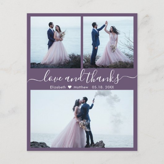 Goedkope Foto Collage Mauve Bruiloft Dank u Flyer (Voorkant)