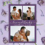 Goedkope Foto Collage Mauve Bruiloft Dank u Flyer<br><div class="desc">Goedkope Modern Elegant Hand Lettered "Love and bedankt" Script Wedding (3) Three Photo Collage Dank u gepersonaliseerde goedkope low budget flyer. Stijlvolle bruiloft dank u sjabloon met drie foto op de voorkant en 1 foto op de achterkant. ***LET OP! *** SCROLL NAAR BENEDEN VOOR MEER INFO! *** Met de tekst...</div>