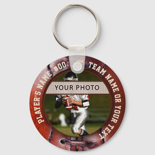 Goedkope foto, personaliseer voetbal sleutelhanger (Voorkant)