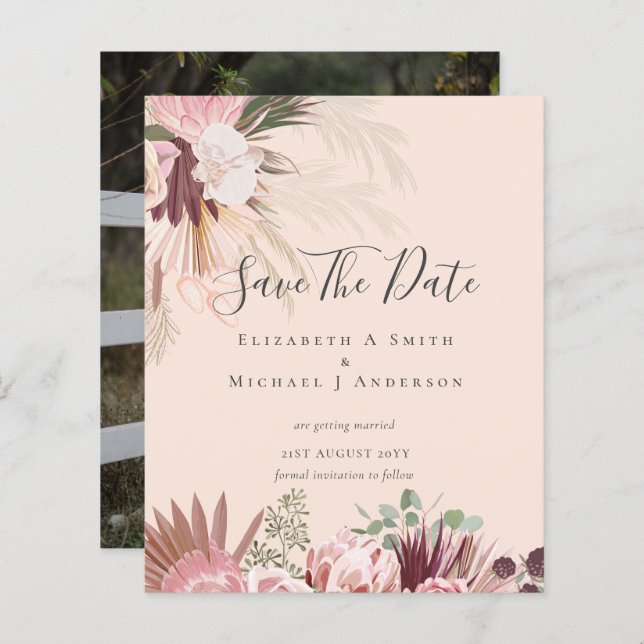 GOEDKOPE FOTO SAVE DATES - Pampagras Bourgondië (Voorkant / Achterkant)