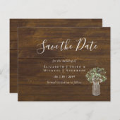 GOEDKOPE Foto Save Dates Rustieke Gypsophila Mason (Voorkant / Achterkant)