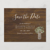 GOEDKOPE Foto Save Dates Rustieke Gypsophila Mason (Voorkant)