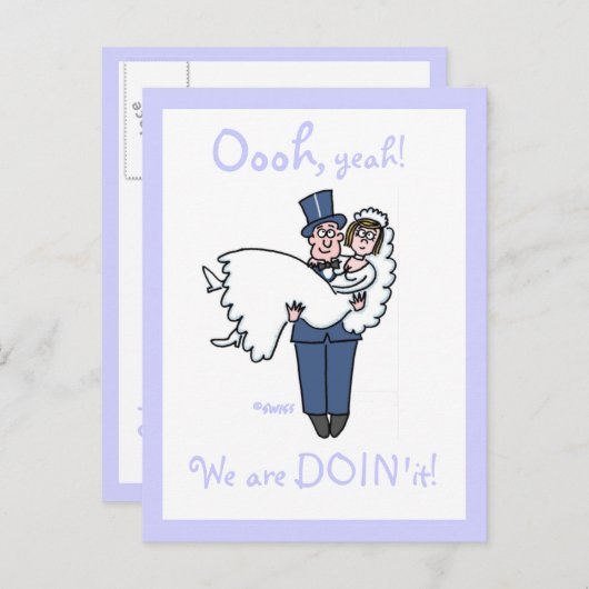 Goedkope Funny Budget Bruiloft Cartoon Save The Da Aankondigingskaart (Voorkant / Achterkant)