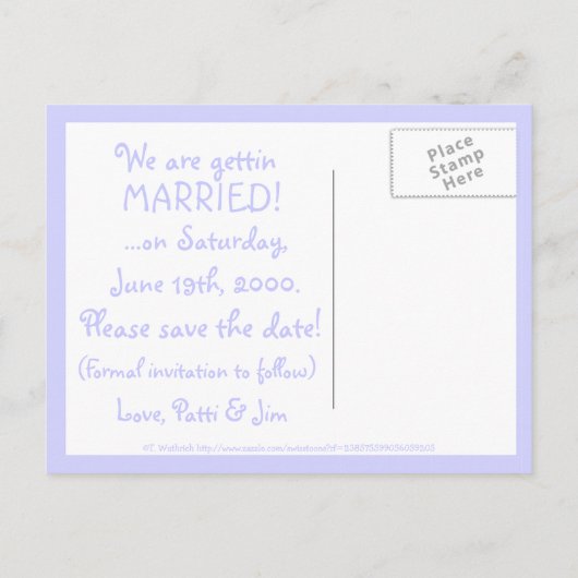 Goedkope Funny Budget Bruiloft Cartoon Save The Da Aankondigingskaart (Achterkant)