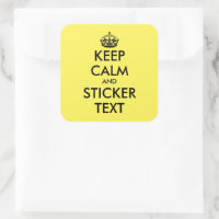 Goedkope gele vierkante douane Houd Kalme stickers