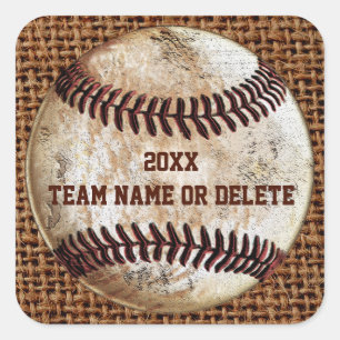 Goedkope Gepersonaliseerde Rustieke Team Honkbal S Vierkante Sticker