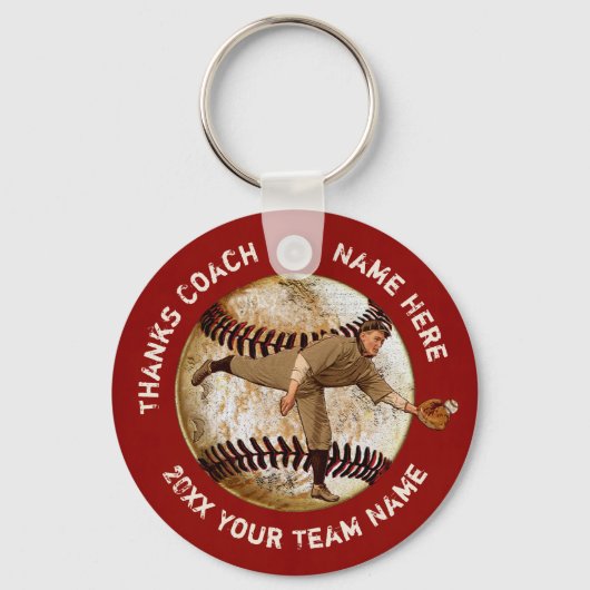 Goedkope geschenken met vintage look voor honkbalt sleutelhanger (Voorkant)